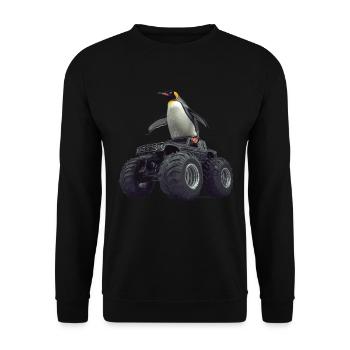 Pinguin - Unisex Pullover - Schwarz - Vorne - Alina (178cm) & Michal (187cm)