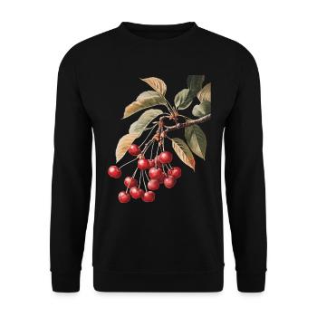Kirsche - Unisex Pullover - Schwarz - Vorne - Alina (178cm) & Michal (187cm)