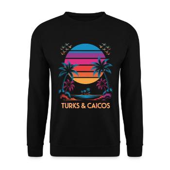 Turks- und Caicosinseln - Unisex Pullover - Schwarz - Vorne - Alina (178cm) & Michal (187cm)