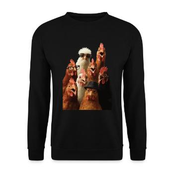 Huhn - Unisex Pullover - Schwarz - Vorne - Alina (178cm) & Michal (187cm)