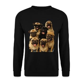 Mops - Unisex Pullover - Schwarz - Vorne - Alina (178cm) & Michal (187cm)