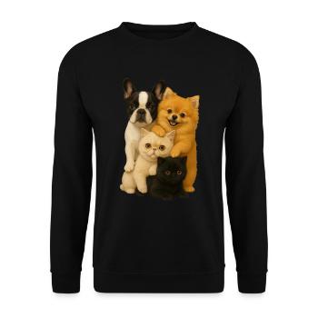 Bouledogue français Poméranien exotique à poil court - Sweat-shirt Unisexe - noir - Devant - Alina (178cm) & Michal (187cm)
