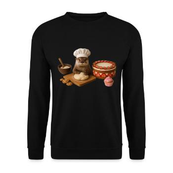Otter Baking Cake Bread - Unisex Sweatshirt - black - Front - Alina (178cm) & Michal (187cm)