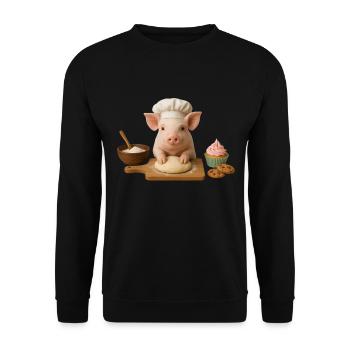 Pig Baking Cake Bread - Unisex Sweatshirt - black - Front - Alina (178cm) & Michal (187cm)
