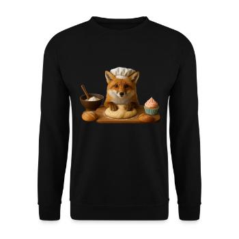 Fox Baking Cake Bread - Unisex Sweatshirt - black - Front - Alina (178cm) & Michal (187cm)