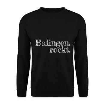Balingen rockt - Textdesign mit Stadtnamen - Unisex Pullover - Schwarz - Vorne - Alina (178cm) & Michal (187cm)