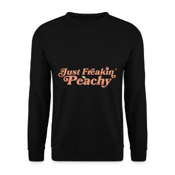 just peachy - peach fruit saying - Unisex Sweatshirt - black - Front - Alina (178cm) & Michal (187cm)