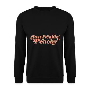 just peachy - peach fruit saying - Unisex Sweatshirt - black - Front - Alina (178cm) & Michal (187cm)