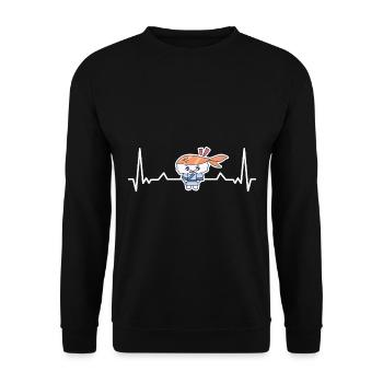 Kawaii Japanese Food Salmon Salmon Sushi Roll - Sweat-shirt Unisexe - noir - Devant - Alina (178cm) & Michal (187cm)