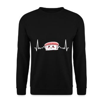 Kawaii Japanese Food Salmon Salmon Sushi Roll - Sweat-shirt Unisexe - noir - Devant - Alina (178cm) & Michal (187cm)