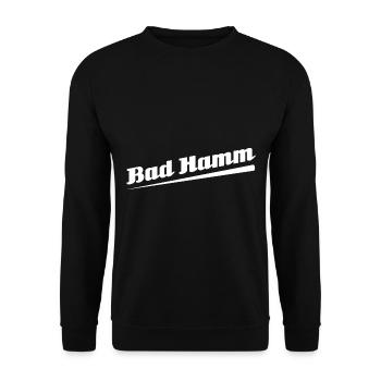 Bad Hamm - Textdesign mit Stadtnamen - Unisex Pullover - Schwarz - Vorne - Alina (178cm) & Michal (187cm)
