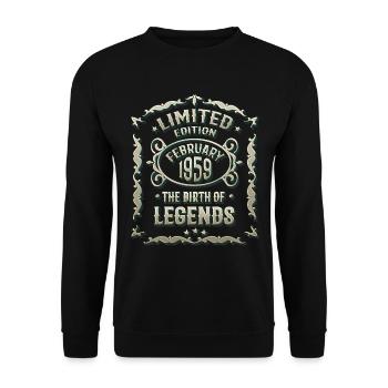 February 1959 Birthday born in 1959 - Unisex Sweatshirt - black - Front - Alina (178cm) & Michal (187cm)