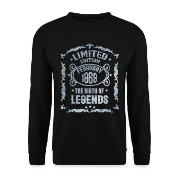 February 1969 Legends Birthday - Unisex Sweatshirt - black - Front - Alina (178cm) & Michal (187cm)