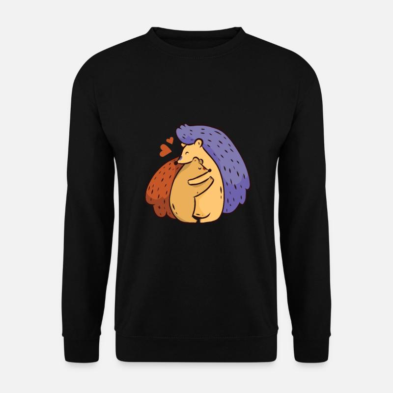 Zwei Igel die sich Lieben mit Herzen Geschenk - Unisex Pullover - Schwarz