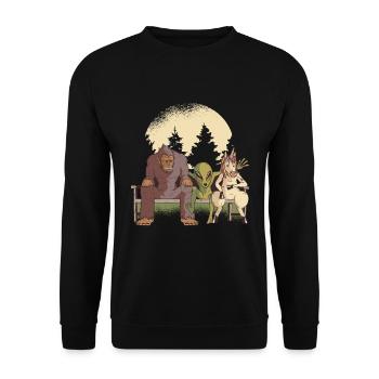 Créatures Alien Unicorn Bigfoot sur le banc - Sweat-shirt Unisexe - noir - Devant - Alina (178cm) & Michal (187cm)
