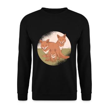 Fuchs Familie Vater Mutter Kind Fuchs - Unisex Pullover - Schwarz - Vorne - Alina (178cm) & Michal (187cm)