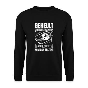 Le hockey ne se fait entendre que lorsqu'il saigne abondamment - Sweat-shirt Unisexe - noir - Devant - Alina (178cm) & Michal (187cm)