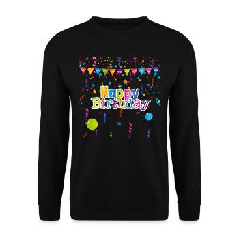 Happy birthday party with confetti - Unisex Sweatshirt - black - Front - Alina (178cm) & Michal (187cm)