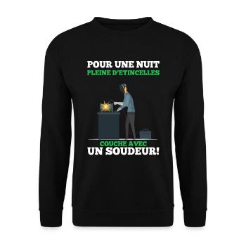 Soudeur shirt • Couche avec Soudeur Cadeau - Sweat-shirt Unisexe - noir - Devant - Alina (178cm) & Michal (187cm)