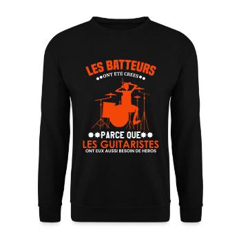 Batteur Shirt • Batterie • Musicien Cadeau - Sweat-shirt Unisexe - noir - Devant - Alina (178cm) & Michal (187cm)