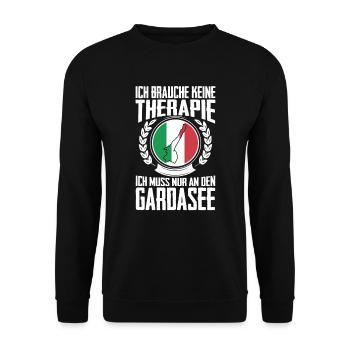 Brauche keine Therapie Gardasee - Unisex Pullover - Schwarz - Vorne - Alina (178cm) & Michal (187cm)