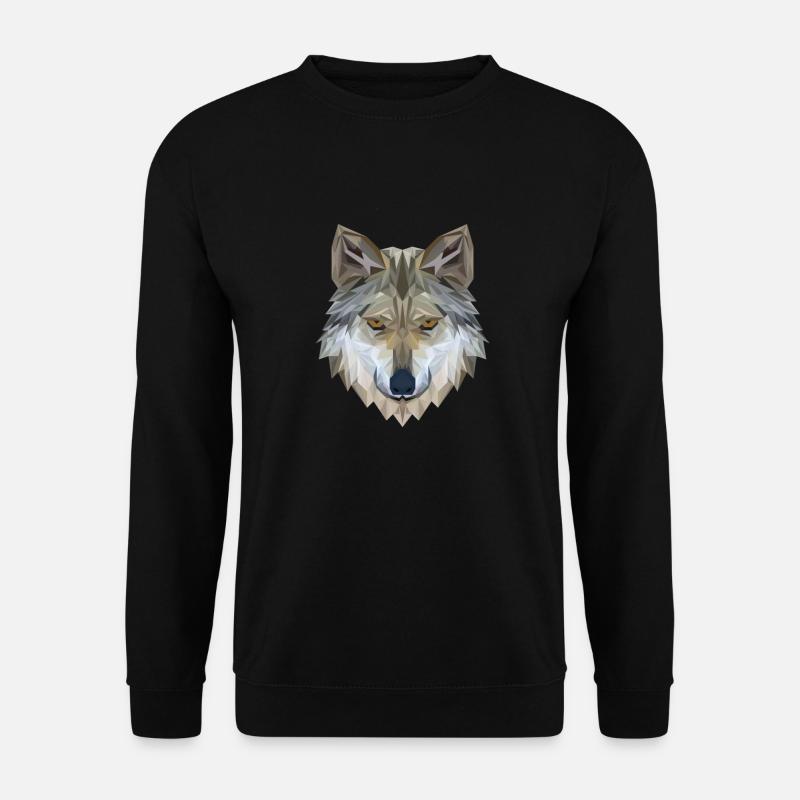 Wolf Face Polygon 3D - Unisex Pullover - Schwarz