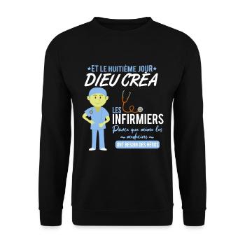 Infirmier shirt • Hero • Infirmier Cadeau - Sweat-shirt Unisexe - noir - Devant - Alina (178cm) & Michal (187cm)