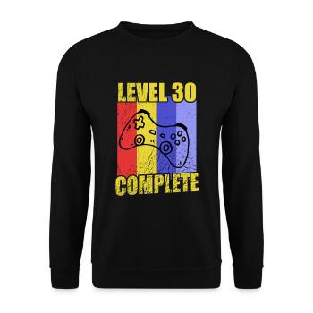 30. Geburtstag Level 30 Complete Geschenk - Unisex Pullover - Schwarz - Vorne - Alina (178cm) & Michal (187cm)