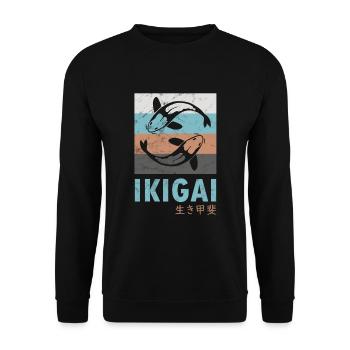 Ikigai Koi carp retro vintage design - Unisex Sweatshirt - black - Front - Alina (178cm) & Michal (187cm)