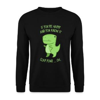 Tyrannosaurus Rex ist happy - Kinderlied - Unisex Pullover - Schwarz - Vorne - Alina (178cm) & Michal (187cm)