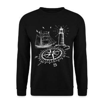 Maritime lighthouse compass sailing ship - Unisex Sweatshirt - black - Front - Alina (178cm) & Michal (187cm)