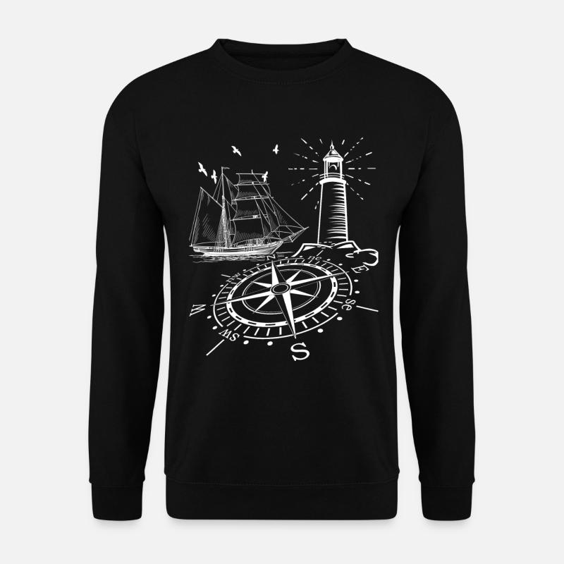 Maritim Leuchtturm Kompass Segelschiff - Unisex Pullover - Schwarz