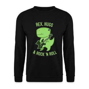 Rex, Hugs and Rock 'n Roll - Unisex Pullover - Schwarz - Vorne - Alina (178cm) & Michal (187cm)