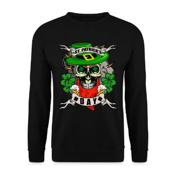 Leprechaun design pub irlandais de la Saint-Patrick - Sweat-shirt Unisexe - noir - Devant - Alina (178cm) & Michal (187cm)