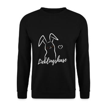 Idée cadeau lapin préféré en amour - Sweat-shirt Unisexe - noir - Devant - Alina (178cm) & Michal (187cm)