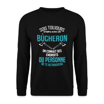 Bucheron Shirt • la hache • Veste Bucheron - Sweat-shirt Unisexe - noir - Devant - Alina (178cm) & Michal (187cm)