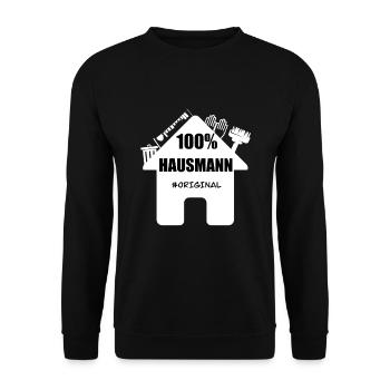 Hausmann Original Geschenkidee Vaterschaft Lustig - Unisex Pullover - Schwarz - Vorne - Alina (178cm) & Michal (187cm)