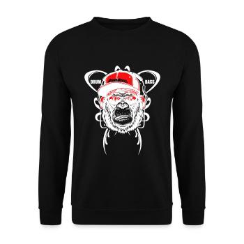 Drum and Bass cool monkey with cap music - Unisex Sweatshirt - black - Front - Alina (178cm) & Michal (187cm)