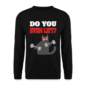 Funny, cool cat with a saying: Do You Even Lift? - Unisex Sweatshirt - black - Front - Alina (178cm) & Michal (187cm)