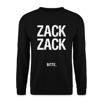 Lustige Sprüche Zack Zack - Unisex Pullover - Schwarz - Vorne - Alina (178cm) & Michal (187cm)