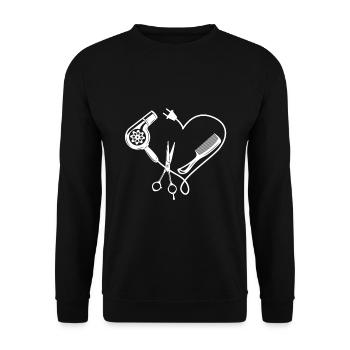 Love Hair Heart Hair Dryer Comm Scissors Hairdresser - Unisex Sweatshirt - black - Front - Alina (178cm) & Michal (187cm)
