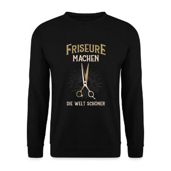Friseure Machen Die Welt Schöner - Unisex Pullover - Schwarz - Vorne - Alina (178cm) & Michal (187cm)