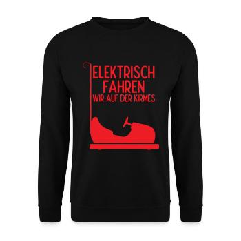 Elektrisch Fahren Wir Auf Der Kirmes - Unisex Pullover - Schwarz - Vorne - Alina (178cm) & Michal (187cm)