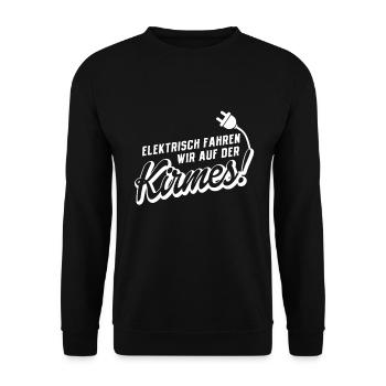 Elektrisch Fahren Wir Auf Der Kirmes - Unisex Pullover - Schwarz - Vorne - Alina (178cm) & Michal (187cm)