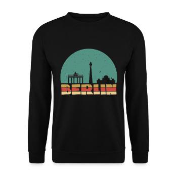 Skyline Berlin vintage - Unisex Sweatshirt - black - Front - Alina (178cm) & Michal (187cm)