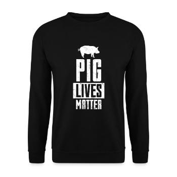 Pig Lives Matter / Tierschutz & Veganismus - Unisex Pullover - Schwarz - Vorne - Alina (178cm) & Michal (187cm)