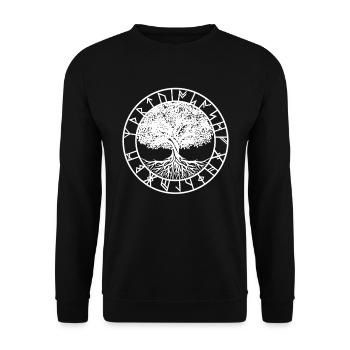 Yggdrasil Runen - Unisex Pullover - Schwarz - Vorne - Alina (178cm) & Michal (187cm)