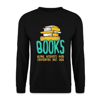 Bücher für Introvertierte - Unisex Pullover - Schwarz - Vorne - Alina (178cm) & Michal (187cm)