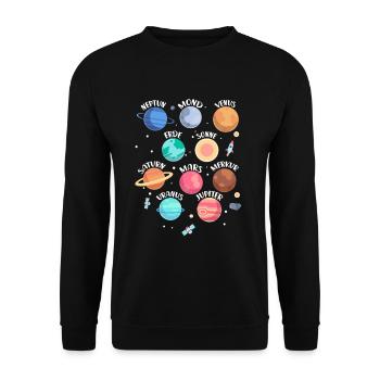 Weltall Astronomie Nasa Milchstraße Geschenkidee - Unisex Pullover - Schwarz - Vorne - Alina (178cm) & Michal (187cm)