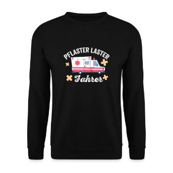 Ich Bin Pflasterlaster Fahrer Sanitöter Geschenk - Unisex Pullover - Schwarz - Vorne - Alina (178cm) & Michal (187cm)